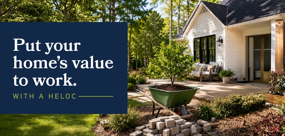 Put your home's value to work with a heloc, backyard of home, tree planting